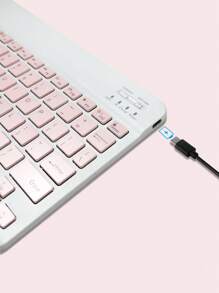 10-Inch Wireless Bluetooth Mini Silent Keyboard, Compatible With Smartphones, IPads, 3 Systems, 150mAh Battery Capacity - Pink - View 3