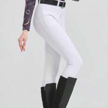 Equestrian Riding Breeches Half Unlined Suede Anti-Slip Horse Riding Pants For Men & Women, All Seasons Equestrian Apparel - White - View 3