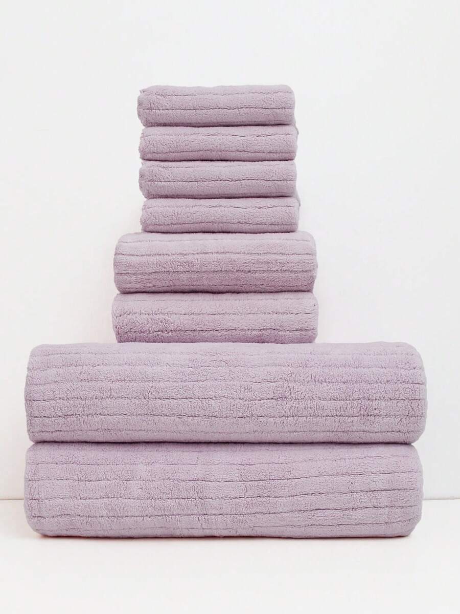 8pcs Coral Fleece Bath Towel Set, Including 2 Oversized Bath Towels, 2 Hand Towels And 4 Washcloths. Delicate Skin-Friendly Soft Absorbent Bathroom Bath Towel Set.
