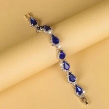 1pc Fashionable Braided Rhinestone Bracelet For Women, Suitable For Daily And Party Wear - Mint Blue - View 3