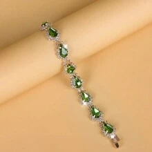1pc Fashionable Braided Rhinestone Bracelet For Women, Suitable For Daily And Party Wear - Mint Blue - View 9