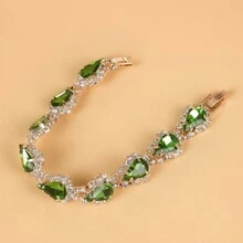 1pc Fashionable Braided Rhinestone Bracelet For Women, Suitable For Daily And Party Wear - Mint Blue - View 11
