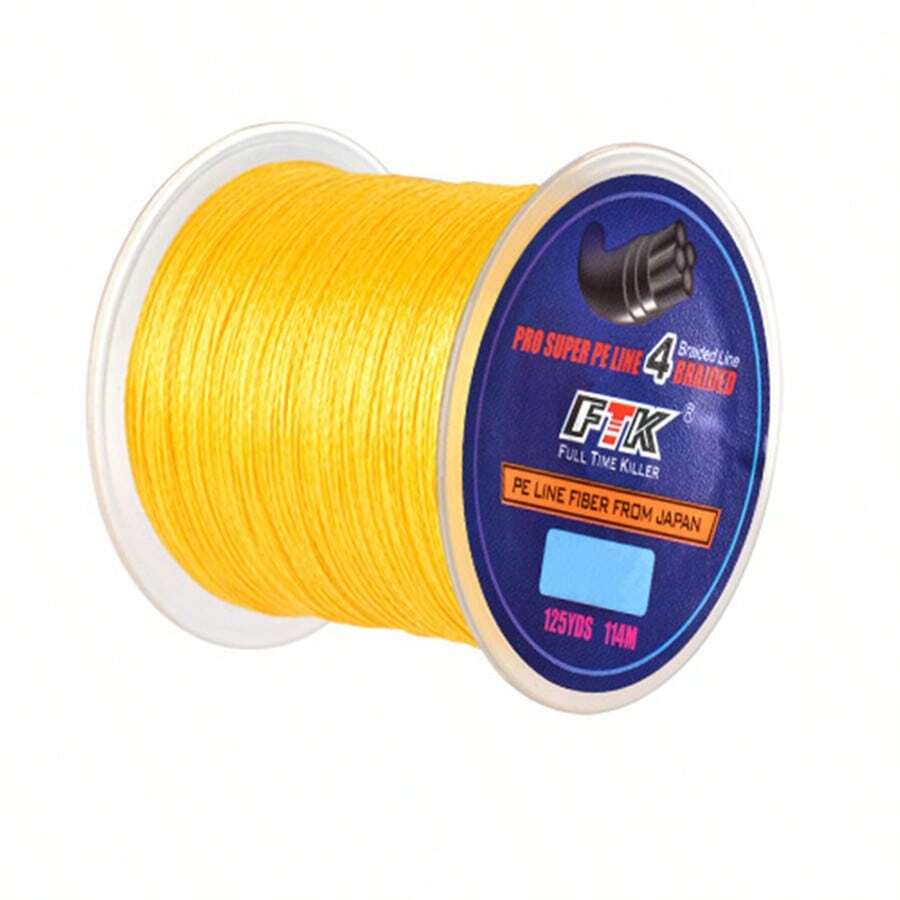 Ftk 114m Pe编织线 钓鱼线 8-60lb,0.1-0.4毫米,4股多丝pe线,115米 线组 - 黃色 - 查看 1