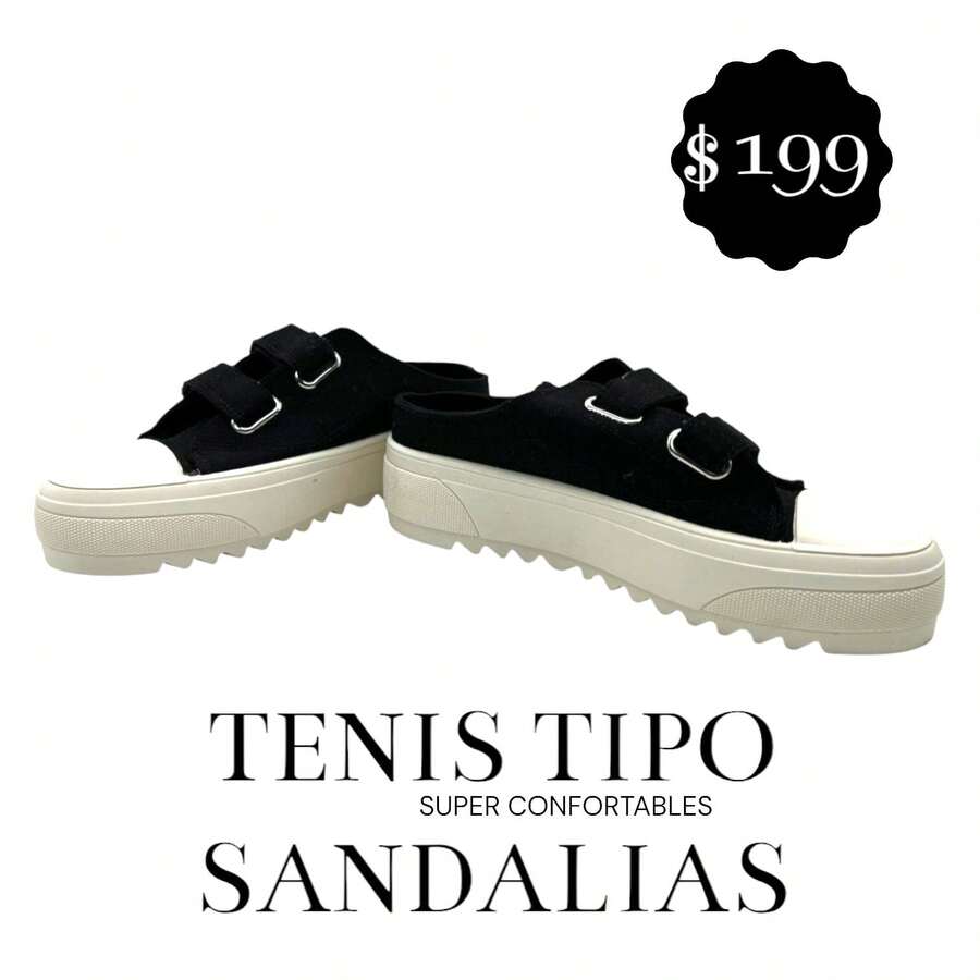 TENIS TIPO SANDALIA SUPER COMODOS !! - Negro - Ver 1