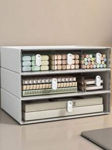 1 pezzo Divisore per cassetti bianco semplice ed elegante, compatto, impilabile e combinabile per la conservazione di articoli di cartoleria e cosmetici