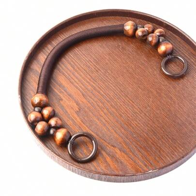 复古编织木珠DIY手提包手柄配件，尼龙绳木珠串珠手柄腕包配件