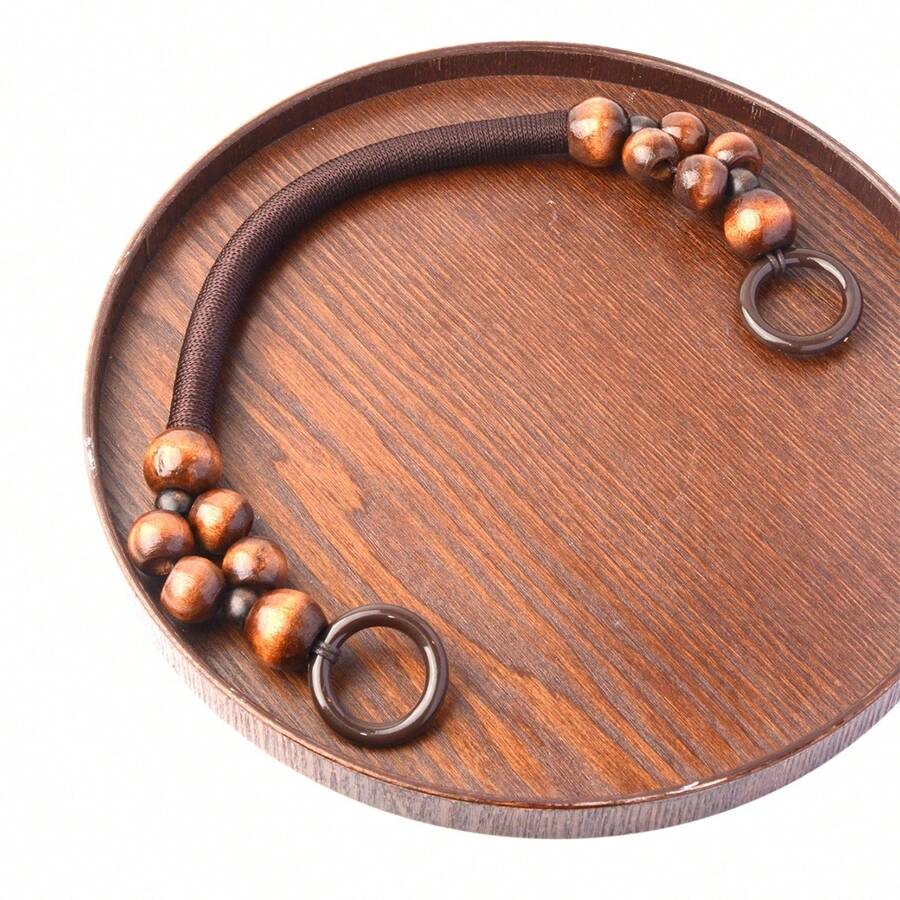 Accesorios De Asa De Bolso Diy De Cuentas De Madera Tejidas De Época Con Cuerda De Nylon, Asa De Cuentas De Madera Para Bolso De Muñeca - Marrón - Ver 1