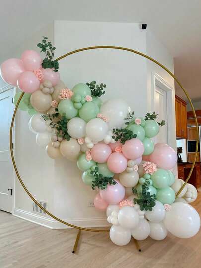117 piezas Globos de colores verde, rosa, blanco y beige - Kit de arco y guirnalda para decoración de baby shower, fiesta de cumpleaños infantil, boda, bautizo y