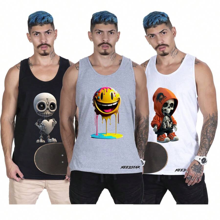 Men Tank Top Co-Ords - Đen và trắng - Xem 1