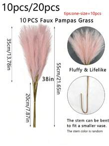 10 cái/20 cái- Sậy nhân tạo cao 55cm/21,65in Cây cỏ Pampas giả cành cây để cắm bình hoa trên sàn, hoàn hảo cho trang trí nhà bếp theo phong cách Bohemia, trang trí phòng và tiệc cưới/tiệc, trang trí ngày lễ tình nhân (màu hồng), cây giả, trang trí mùa thu, phòng, bàn làm việc, trang trí sân vườn, đồ trang trí phòng, ngày lễ tình nhân, quà tặng sinh nhật tốt nghiệp, trang trí mùa thu, mùa thu - Hồng - Xem 8