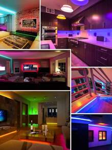3ft-65ft RGB LED Strip Light, With 44key Remote Control, Can Adjust Color And Brightness, The Length Can Be Cut, Very Easy To Install, Suitable For Home Interior Decoration, Festival Atmosphere Light, Party Atmosphere Light, Fun Light
