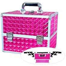 Astra Professional Empty Makeup Case Giant XL With Sliding Trays For Jewelry Makeup Sewing Manicure With Padlock Premium Case - Rosa Rosa - Ver 1