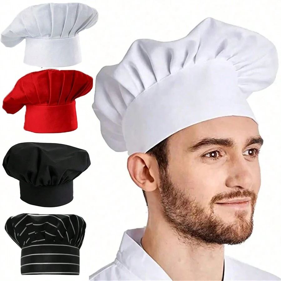 廚師帽,成人高級可調節彈性烘焙廚房烹飪廚師帽1個 - 彩色 - 查看 1