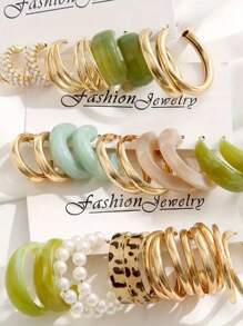 20對/組女用多彩聚酯樹脂耳環套裝，適用於約會、假期和日常穿著，送禮佳選