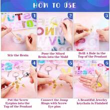 104入組硅膠樹脂字母,數字橡膠模具,鑰匙扣和珠寶製作橡膠模具,配有鑰匙扣和滴管,適用於製作鑰匙扣,門牌等 - 104件 - 查看 6