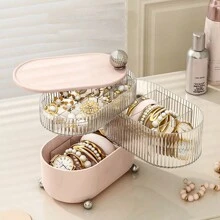 Cosmetic Storage Box,1Pc Multifunctional Rotating Desk Organizer Box, Detachable Layers For Jewelry, Lipsticks, Hair Accessories And Cosmetics Storage, Dustproof With Cover,Room,Home,Bedroom,Bathroom,House,Pink Room,Living Room Decor,Travel Stuff,Gift Bag,Gifts For Mom,Dad,Men,Friends,Teacher,Birthday,Wedding,Desk,Shelves,Accessories,Gift Boxes,Funny Gift,Storage - Beige - View 6