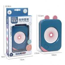 1 Set Juguete De Dibujo Spirograph Azul Con Plantillas De Pintura, Accesorios Multifuncionales Y Regla Geométrica, Juego De Herramientas De Dibujo Y Estuche De Almacenamiento Para Niños - Azul - Ver 7