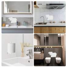 1 Miếng Thép không gỉ Hộp đựng khăn giấy , Hiện đại Chất rắn Khăn giấy Máy Phân phối Đối với Phòng tắm - trắng - Xem 2