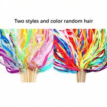 5入組帶有彩色絲綢仙女緞帶的緞帶棒,非常適合派對、生日、慶祝和節日,顏色隨機 - 彩色 - 查看 3