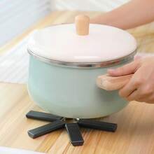 2入組abs鑄鐵隔熱墊,創意餐墊,可摺疊碗杯墊,家居廚房工具 - 黑色 - 查看 4