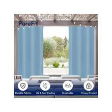 Waterproof Outdoor Curtains For Patios, High-Quality Thick Privacy Wind And Rain Grommet Outdoor Curtains For Porches, Pergolas, And Gazebos. - Blue - View 8