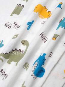 男孩夏季恐龍印花T恤和褲子睡衣 - 白色 - 查看 8