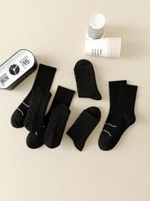 5 Pairs Women's Black Athletic Sports Socks, Massage Bottom Design, Breathable For Running, Basketball, Quick Drying, Odor Resistant, Summer Thin Crew Socks