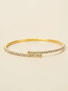 1條薄款鑲鑽女手鐲,日常配件 - 金色 - 查看 13