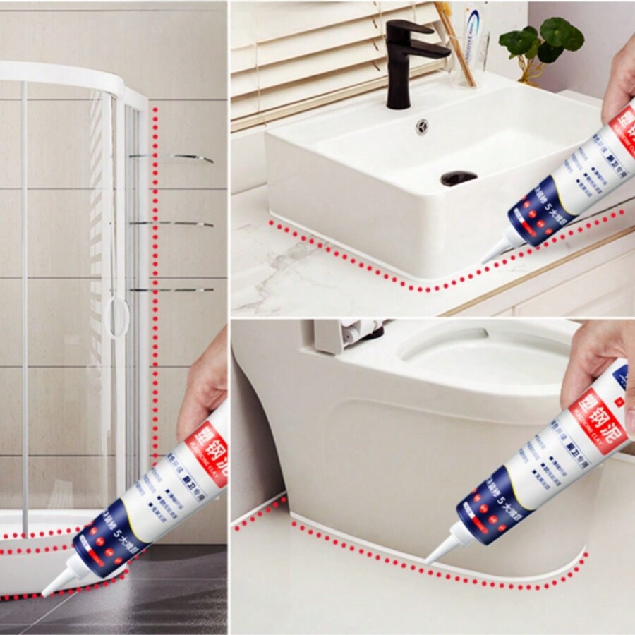 1 Tube 150ml White Caulk Sealant, Heat & Frost Resistant, Waterproof & Moldproof, AntiBacterial