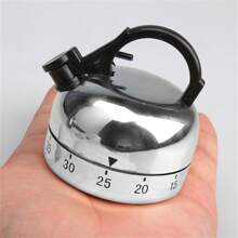 1pc 60 Minute Kitchen Timer Alarm Mechanical Teapot Shaped Timer Clock Counting Tools(6.0 X 5.8cm)