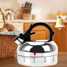 1pc 60 Minute Kitchen Timer Alarm Mechanical Teapot Shaped Timer Clock Counting Tools(6.0 X 5.8cm)