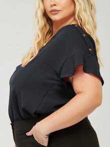 Plus Size Blouses - 黑色 - 查看 1