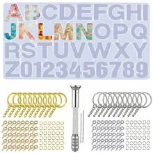 104入組硅膠樹脂字母,數字橡膠模具,鑰匙扣和珠寶製作橡膠模具,配有鑰匙扣和滴管,適用於製作鑰匙扣,門牌等 - 104件 - 查看 1