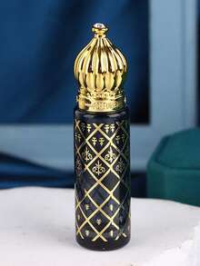 色彩玻璃精油滾珠瓶1入組8ml豪華風格電鍍削刻香水瓶帶滾珠瓶,便攜旅行空滾瓶旅行必需品(黑色) - 黑色 - 查看 5