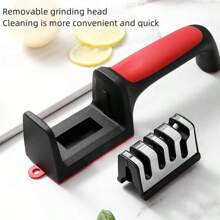 1入廚房刀具磨刀器,四段式掛鉤設計,多功能三段式刀具磨切器,家用必備 - 黑色 - 查看 6