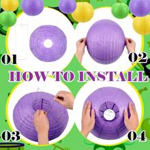 24 Giấy Lồng đèn Đồ trang trí Tím Màu xanh lá Vàng Tròn Treo Giấy Lồng đèn Đối với Buổi tiệc Hội hóa trang Mới Buổi tiệc Lễ hội hóa trang Bữa tiệc ngày lễ Đồ trang trí - tím + vàng + xanh - Xem 4