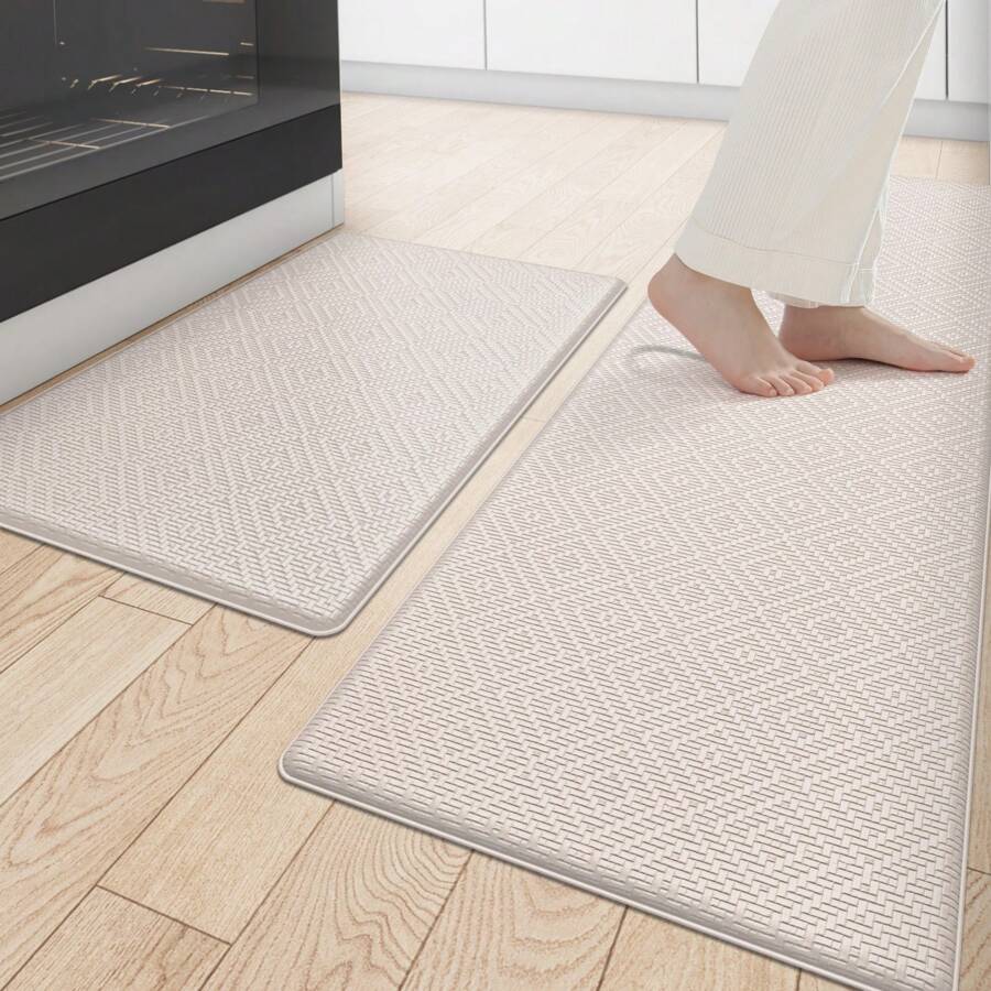 Anti Fatigue Kitchen Mat, Cushioned Kitchen Rugs Non Slip, Waterproof Comfort Standing Kitchen Floor Mat 1PC/2PCS - Apricot - View 1