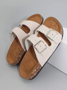 2025 Lightweight, Versatile And Comfortable To Wear, Cork-Soled Men's Fashionable Non-Slip Soft Slippers With PU Upper, Buckle And Adjustable Size, Suitable For Daily Outings, Walking At Home And Other Scenes, Men Who Pursue Both Fashion And Comfort