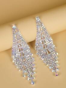 1pc Fashionable Rhinestone Earring For Women Exaggerated Party Wedding Jewelry Versatile Accessory - Yellow Gold - View 9