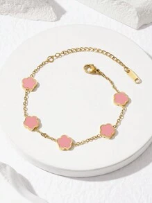 1pc Stainless Steel Fashionable Bracelet - Pink - View 3