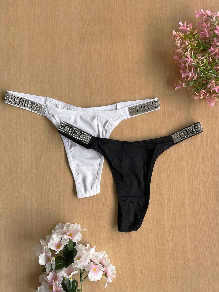 Tangas de Mujer lencería sexy  dúo de 2 piezas  lencería coquette dama - Blanco - Ver 1