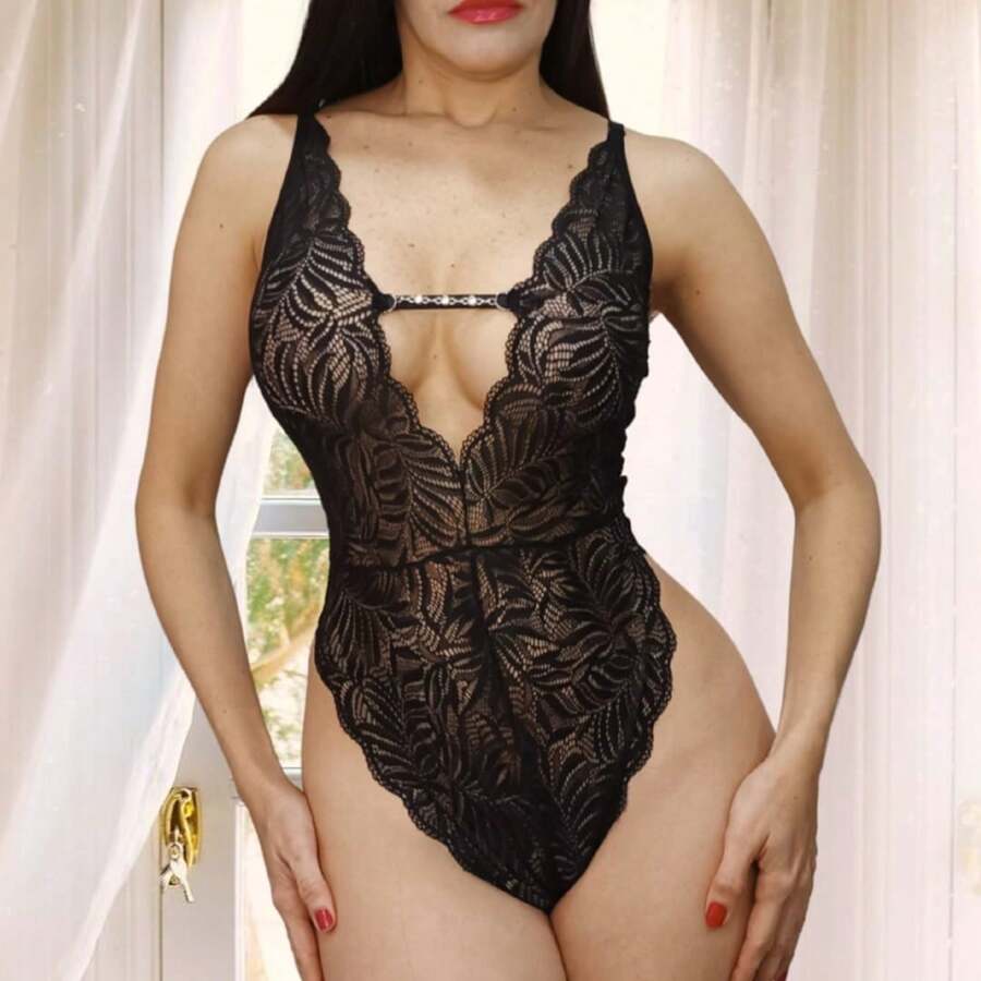 Body de Encaje Negro Stretch. Lencería Sexy - Negro - Ver 1
