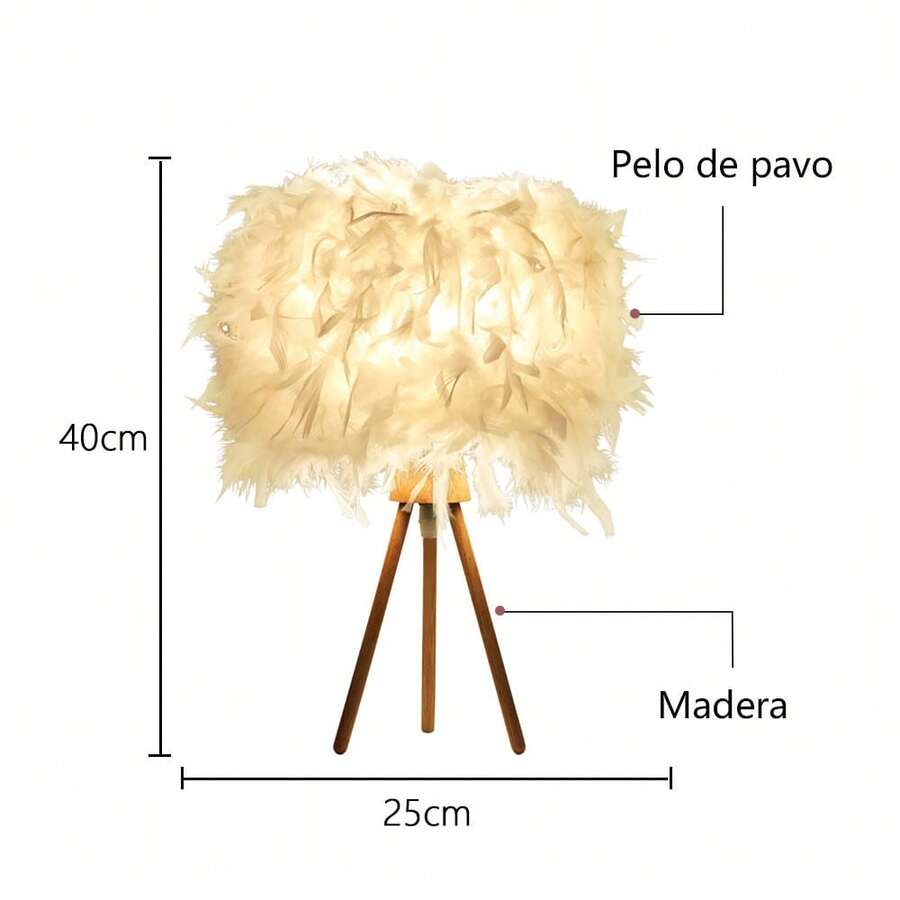 Lámpara de mesa de plumas para mesita - Tipo de Enchufe A USA (110-127V) - Ver 1