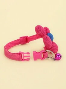 1pc 3d Flower & Bowknot Decor Pet Collar With Bell For Small Dogs And Cats, Pink - Multicolor - View 6