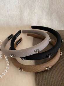 1个复古海绵垫水晶装饰发箍，多功能头饰，适合外出派对、头饰、发箍、发饰、发带、头饰等。 - 彩色 - 查看 1