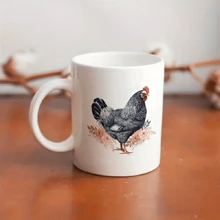1只農場公雞杯,11盎司可愛卡哇伊咖啡杯,是在工作、辦公室、父親節、母親節、情人節和派對上的完美禮物 - 彩色 - 查看 5