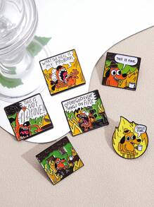 1 bucată This Is Fine Broșă drăguț smalț Pin desene animate Vopsea Insignă Accesorii pentru haine Fermec pentru geantă Artizanat Bijuterii pentru blugi Geantă Pălărie Guler Cămașă Cadouri de petrecere de Ziua Îndrăgostiților pentru bărbați și femei Dachshund Therian Ace drăguț Ace de rucsac