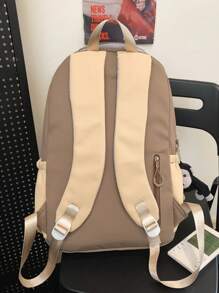 Mochila escolar para niñas, estudiantes de escuela secundaria y universidad, estilo retro, gran capacidad, multicolor, compartimento para computadora portátil, apta para estudiantes de secundaria, universidad, escuela primaria, actividades al aire libre, viajes, regreso a clases - Caqui - Ver 5