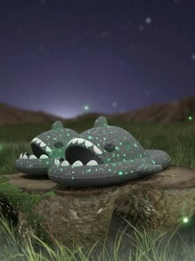 Sandalias Chanclas Tiburon Fluorescentes Brillantes en la Obscuridad Unisex - Rosa coral - Ver 8