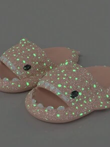 Sandalias Chanclas Tiburon Fluorescentes Brillantes en la Obscuridad Unisex - Rosa coral - Ver 1